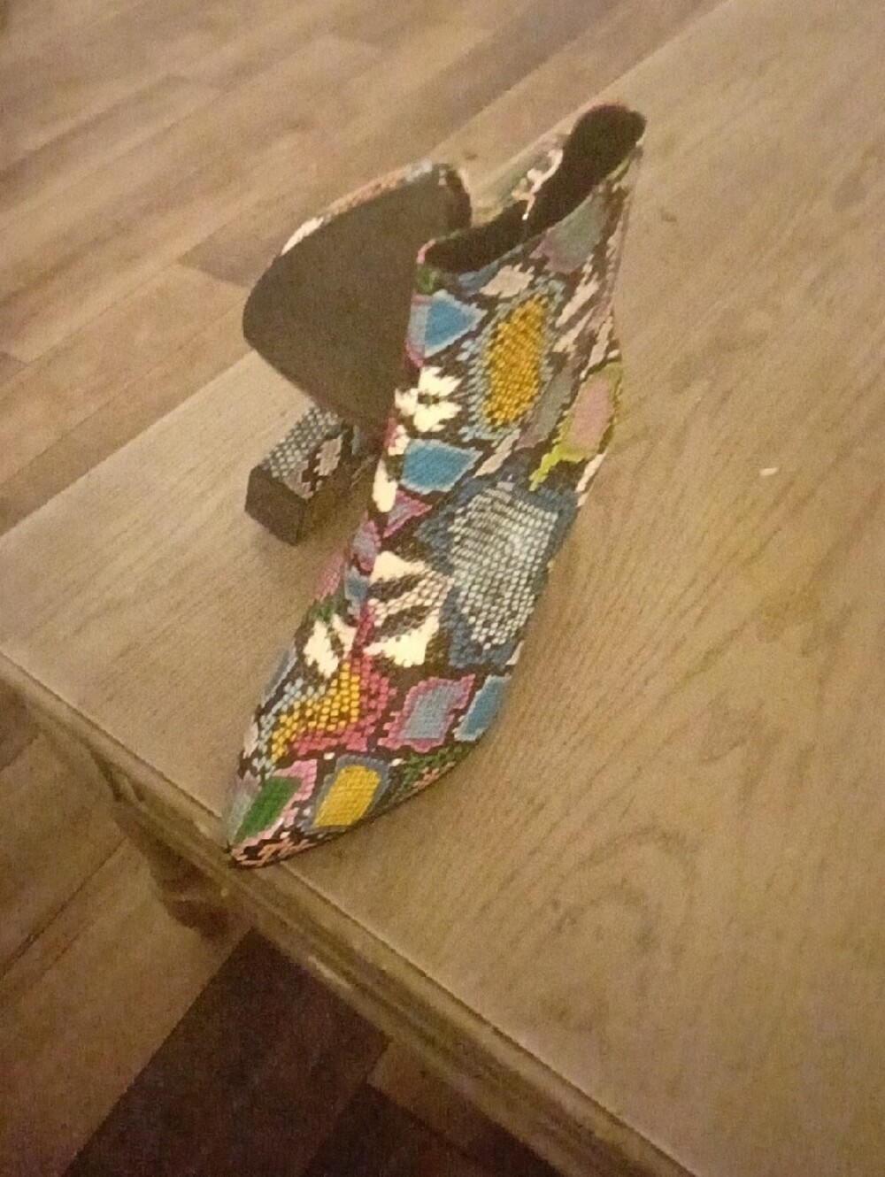 Multicolor Floral Mosaic Pointed Toe Ankle Booties - Picture 3 of 3